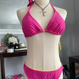 Y2k pink polka dot bikini